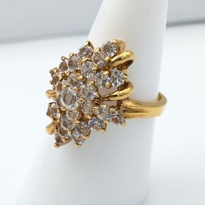 Vintage heavy gold electroplate glamorous cocktail ring